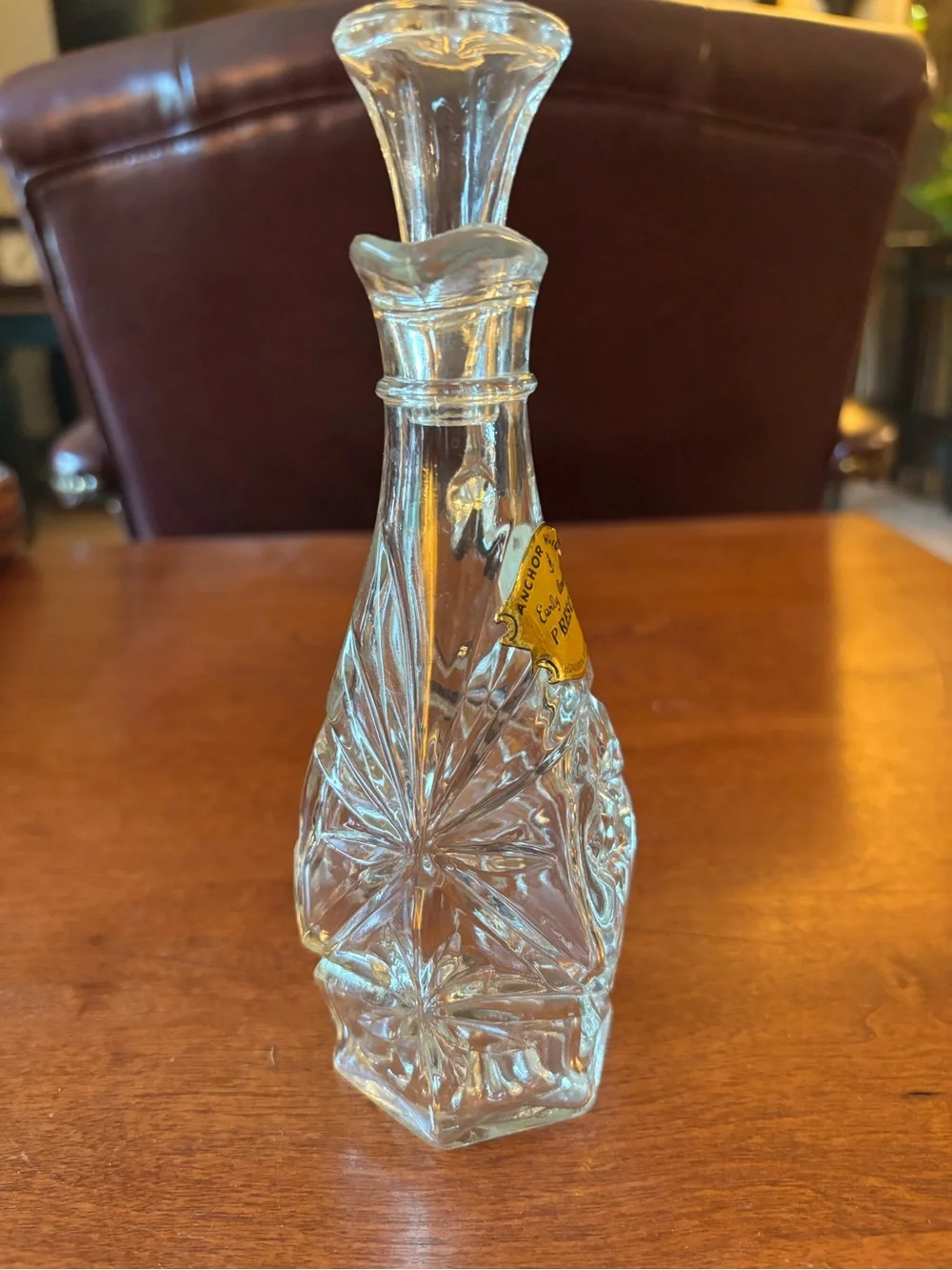 vintage Anchor Hocking Early American Prescut clear glass oil or vinegar cruet